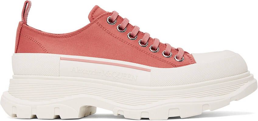 Alexander McQueen White & Pink Tread Slick Sneakers - Picture 4