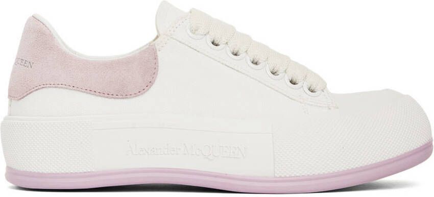 Alexander McQueen White & Purple Deck Lace Plimsoll Sneakers - Picture 5