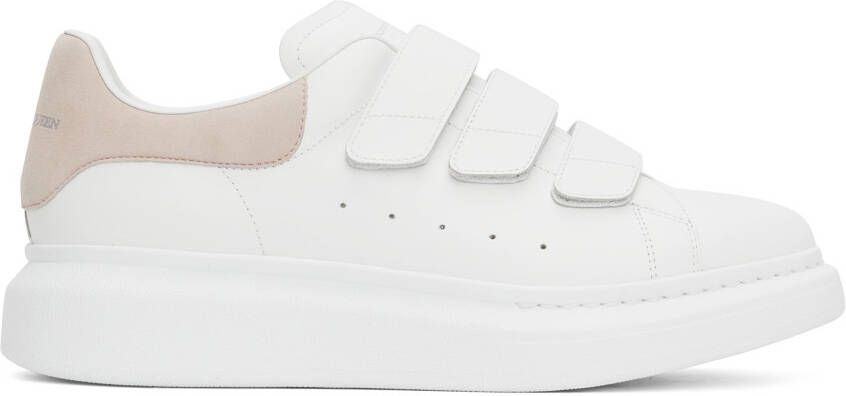 Alexander McQueen White & Taupe Oversized Velcro Sneakers