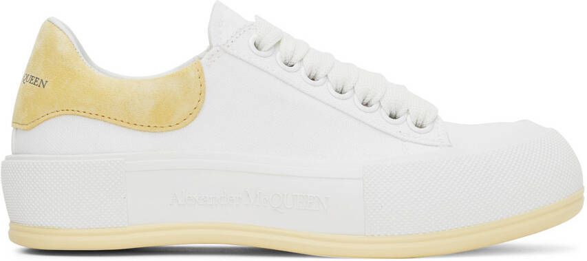 Alexander McQueen White & Yellow Plimsoll Sneakers - Picture 5