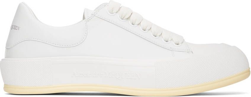 Alexander McQueen White Deck Lace-Up Plimsoll Sneakers - Picture 5
