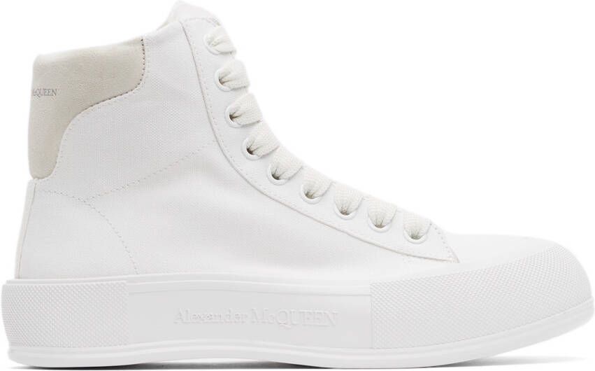 Alexander McQueen White Deck Plimsoll High-Top Sneakers - Picture 5