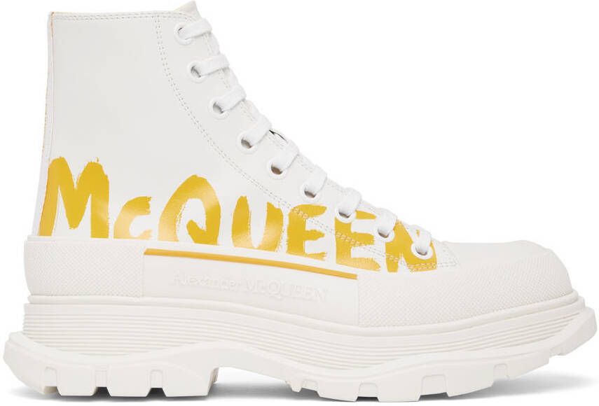 Alexander McQueen White Grafitti Tread Slick High-Top Sneakers - Picture 5