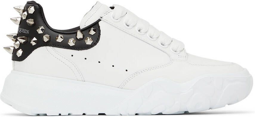 Alexander McQueen White Leather Court Sneakers - Picture 5