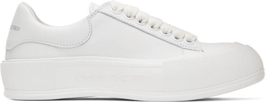 Alexander McQueen White Leather Deck Plimsoll Sneakers - Picture 5