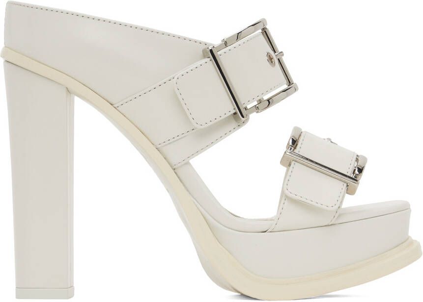 Alexander McQueen White Platform Buckle Heeled Sandals - Picture 5