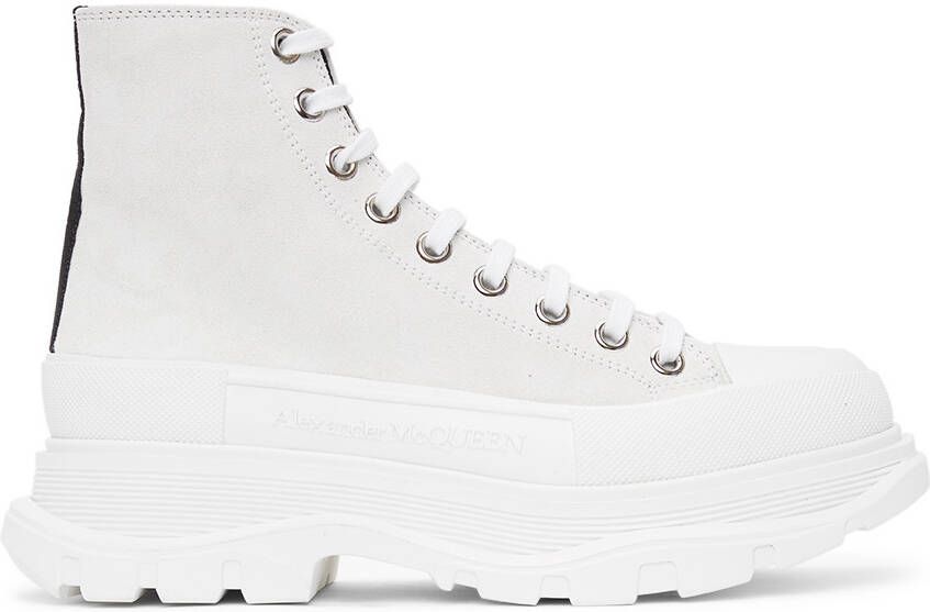Alexander McQueen White Suede Tread Slick Sneakers - Picture 5