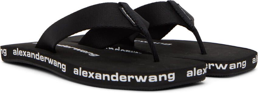 Alexander Wang Black AW Nylon Logo Flat Sandals - Picture 2