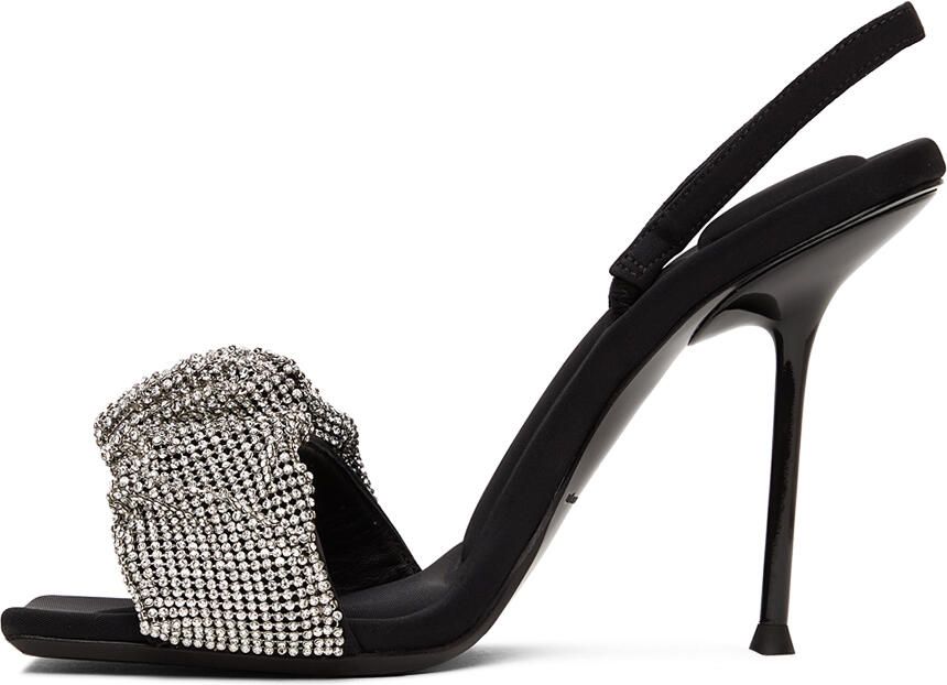 Alexander Wang Black Crystal Scrunchie Julie Heeled Sandals - Picture 4