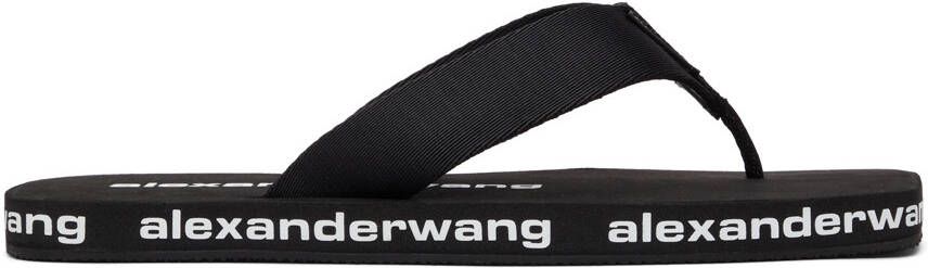 Alexander Wang Black AW Nylon Logo Flat Sandals - Picture 4