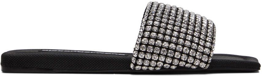 Alexander Wang Black Crystal Anya Flat Sandals - Picture 5