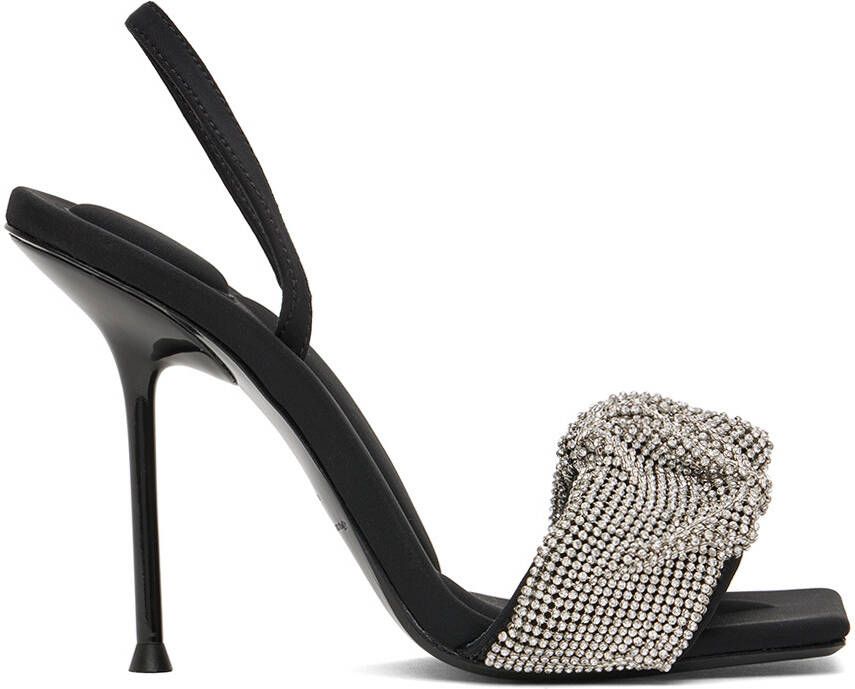 Alexander Wang Black Crystal Scrunchie Julie Heeled Sandals - Picture 4