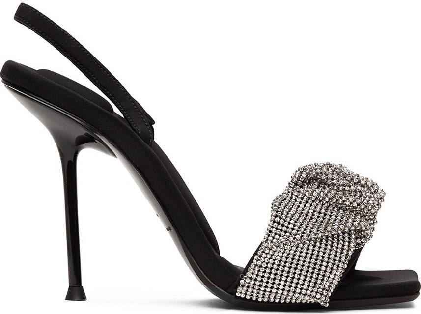 Alexander Wang Black Crystal Scrunchie Julie Heeled Sandals - Picture 5