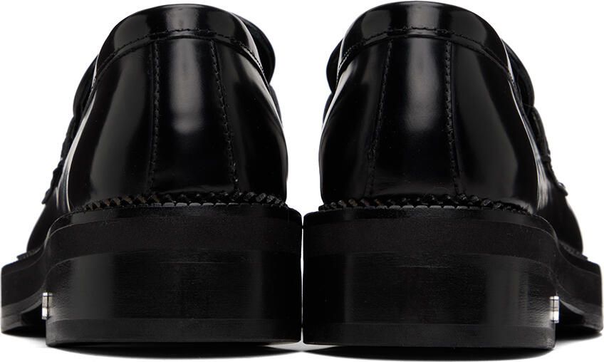 AMI Paris square-toe patent-leather loafers Black