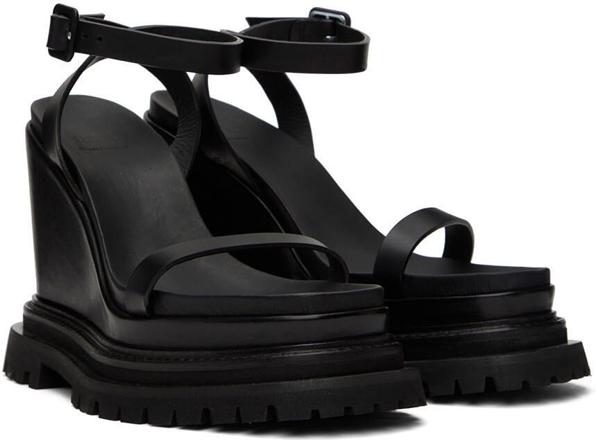 AMI Alexandre Mattiussi Black Wedge Sandals - Picture 2