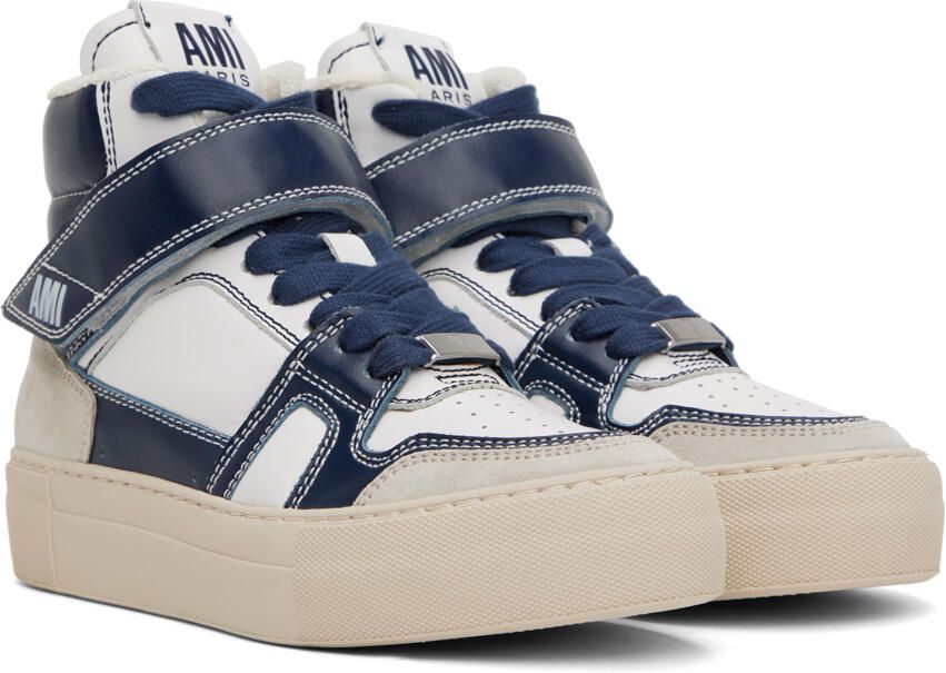 AMI Alexandre Mattiussi Navy & White Arcade Sneakers - Picture 2