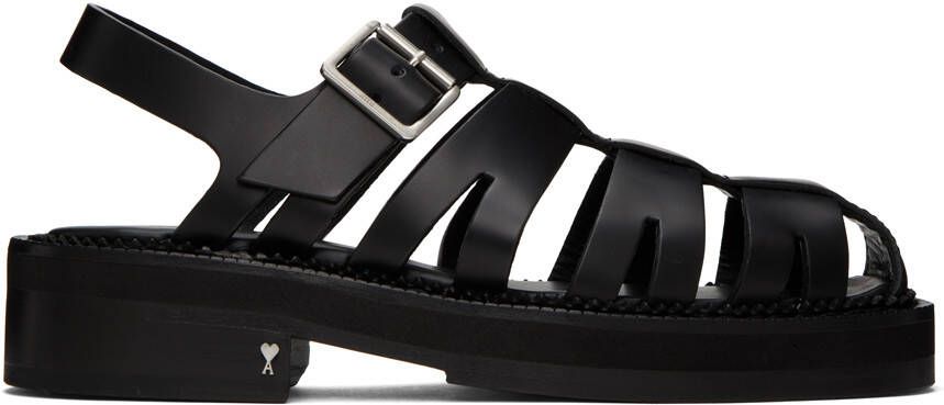 AMI Alexandre Mattiussi Black Fisher Flat Sandals - Picture 3
