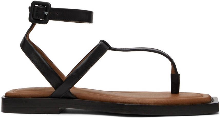 AMI Alexandre Mattiussi Black Flat Sandals