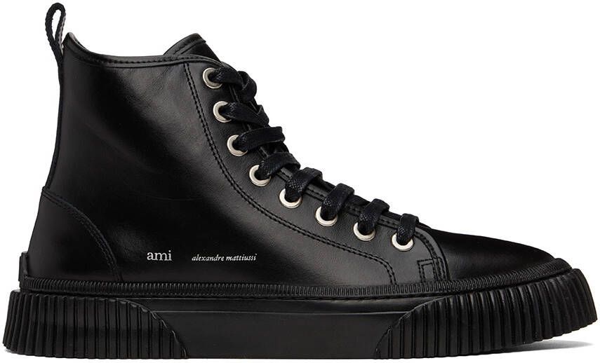 AMI Alexandre Mattiussi Black Logo High Sneakers - Picture 4