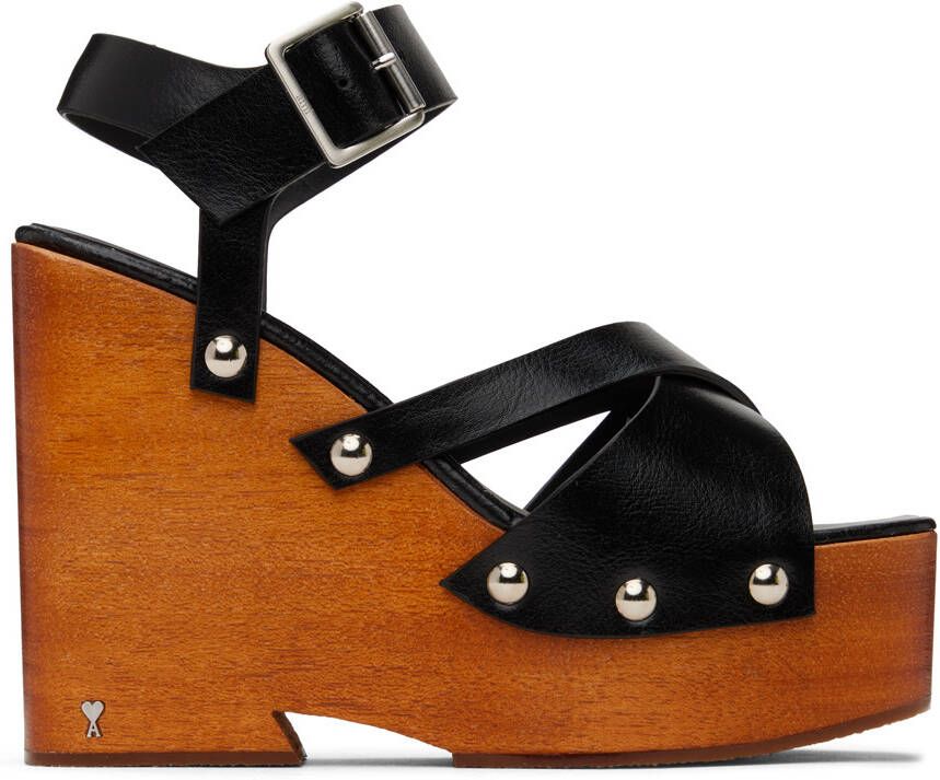 AMI Alexandre Mattiussi Black Strappy Clogs - Picture 5