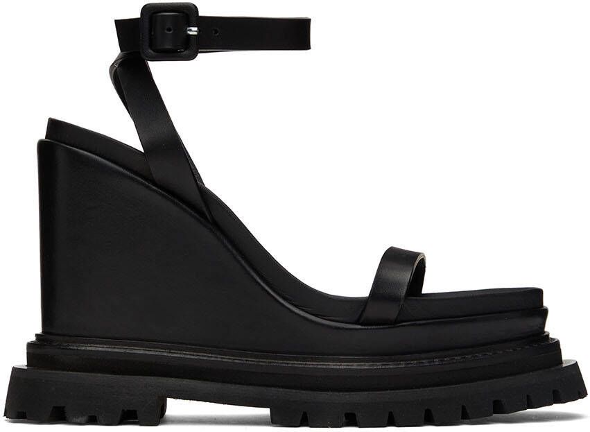 AMI Alexandre Mattiussi Black Wedge Sandals - Picture 5