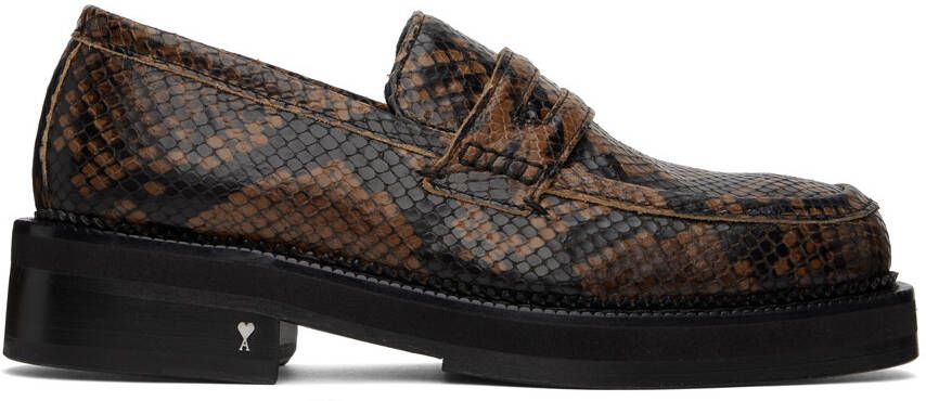 AMI Alexandre Mattiussi Brown Square Toe Loafers