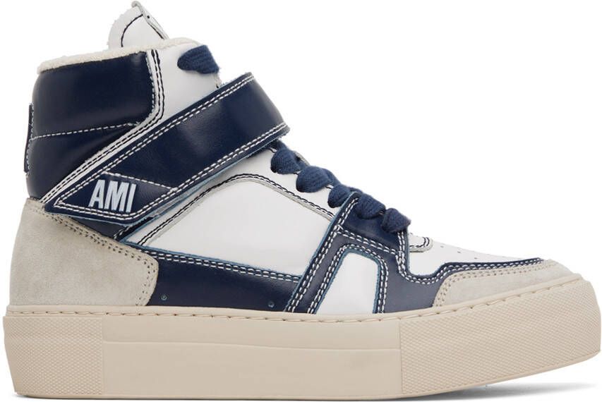 AMI Alexandre Mattiussi Navy & White Arcade Sneakers - Picture 5