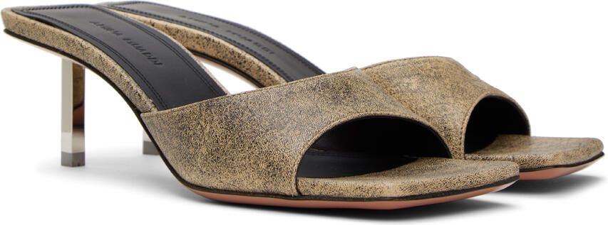 Amina Muaddi Beige & Black Laura Slipper 60 Heeled Sandals - Picture 2