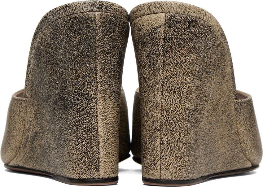 Amina Muaddi Beige & Black Lupita Wedge Heeled Sandals