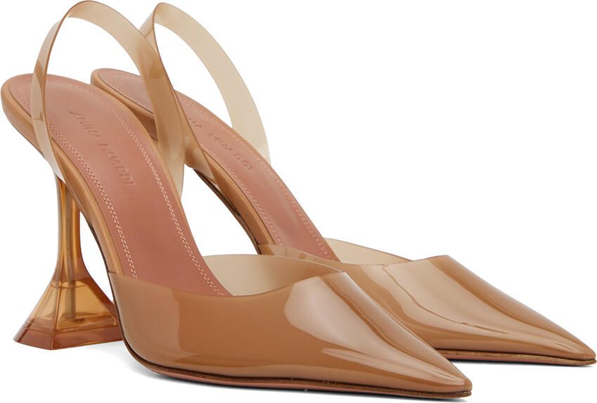 Amina Muaddi Beige Holli Glass Sling Heels - Picture 2
