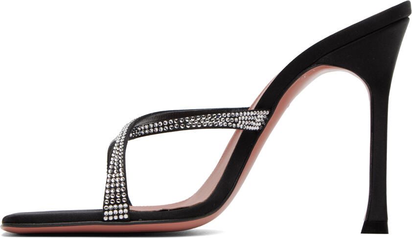 Amina Muaddi Black Adriana Crystal Slipper Heeled Sandals - Picture 3