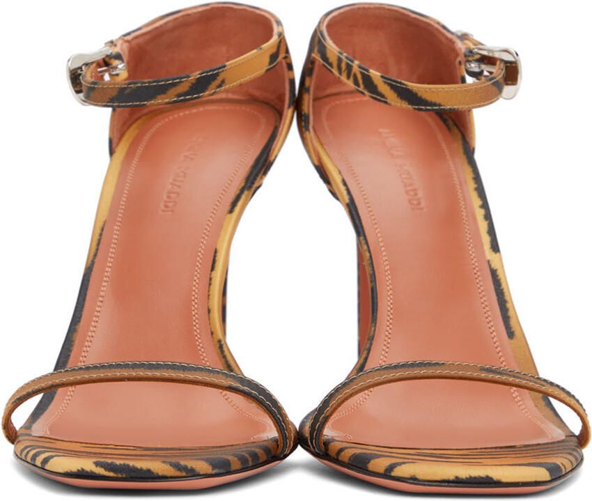 Amina Muaddi Black & Orange Tiger Print Thelma Sandal - Picture 2