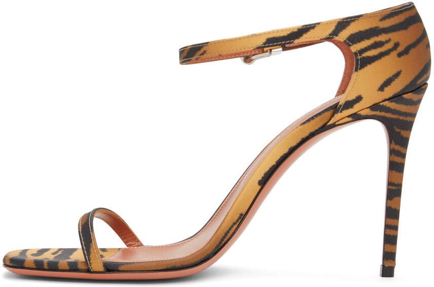 Amina Muaddi Black & Orange Tiger Print Thelma Sandal - Picture 4