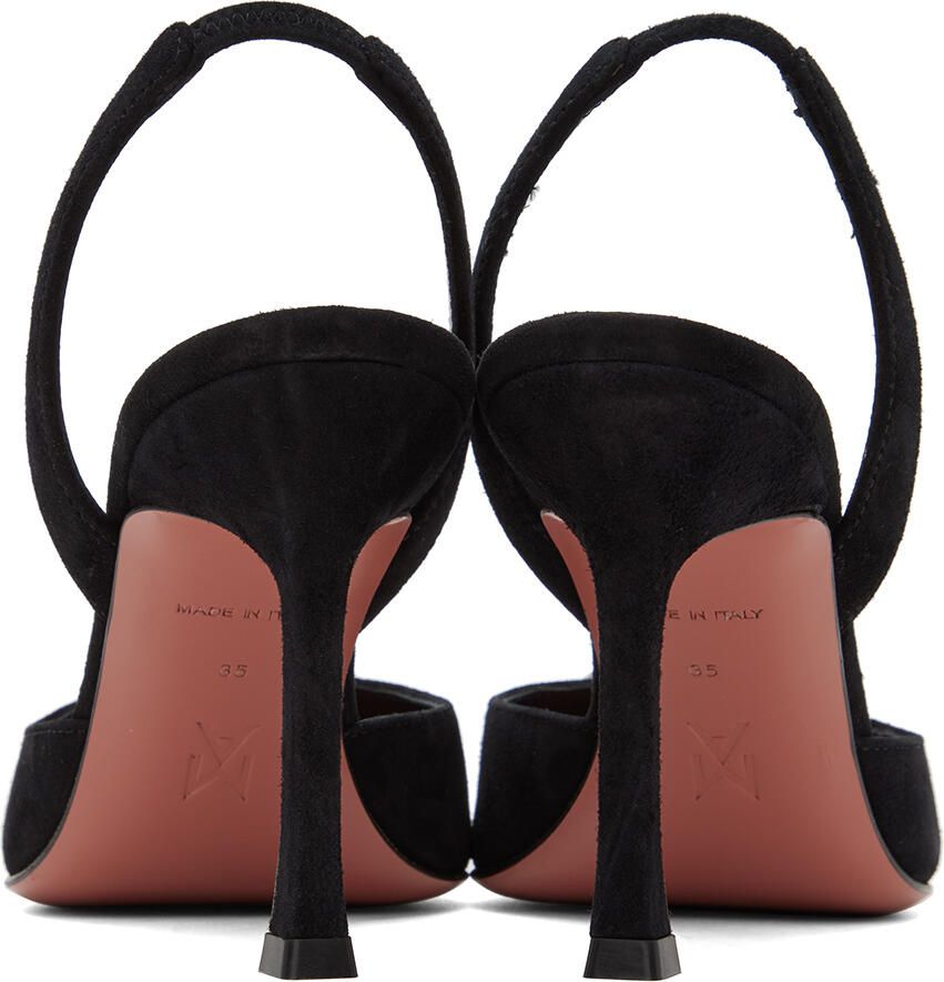 Amina Muaddi Black Camelia Heels