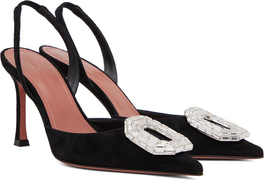 Amina Muaddi Black Camelia Heels - Picture 2