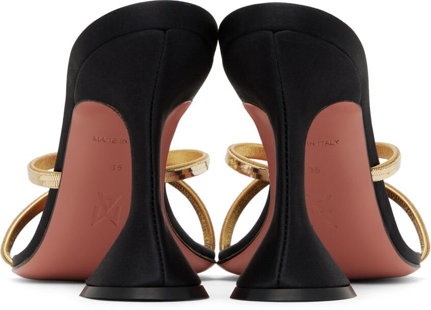 Amina Muaddi Black Henson Cross-Over Heeled Sandals