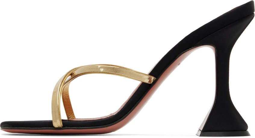 Amina Muaddi Black Henson Cross-Over Heeled Sandals - Picture 3