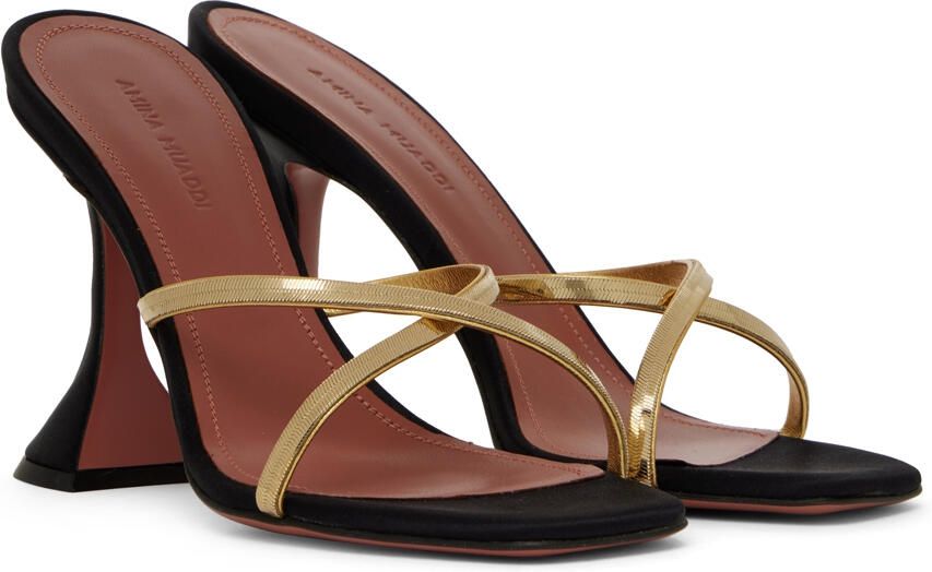 Amina Muaddi Black Henson Cross-Over Heeled Sandals - Picture 2