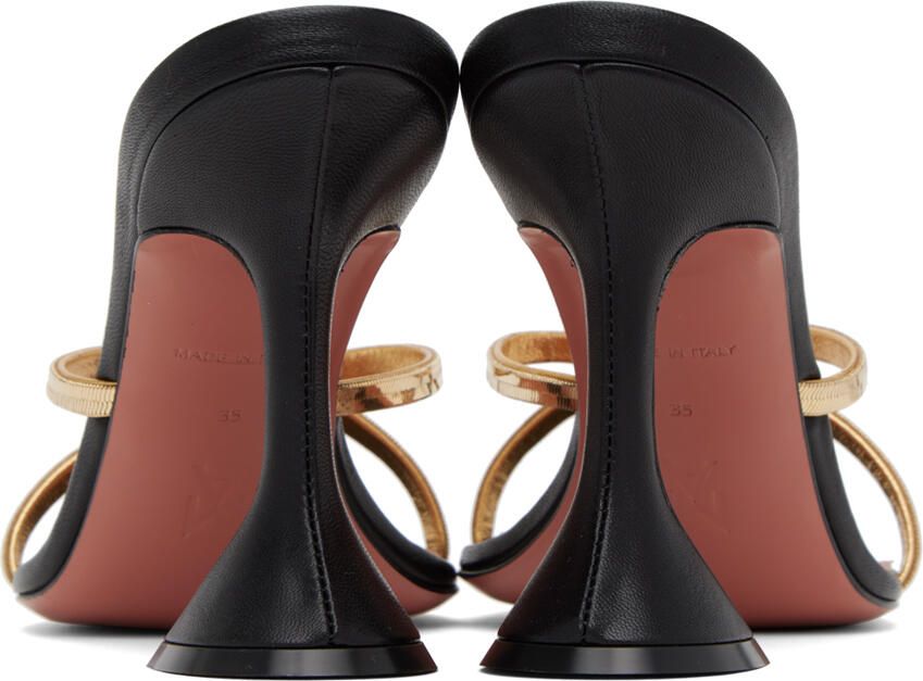 Amina Muaddi Black Henson Cross Slipper Heeled Sandals