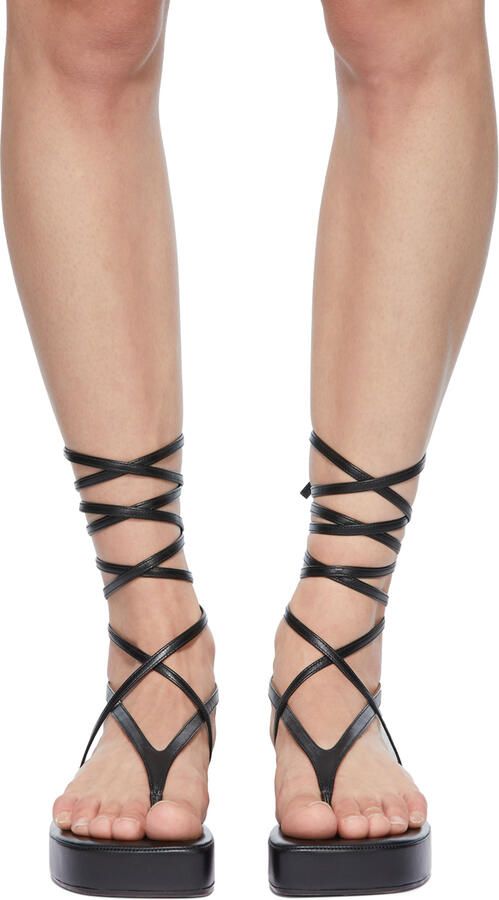 Amina Muaddi Black Jamie Flatform Sandals - Picture 5