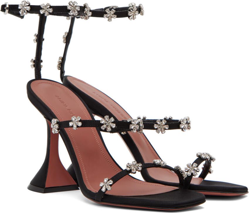 Amina Muaddi Black Lily Heeled Sandals - Picture 3