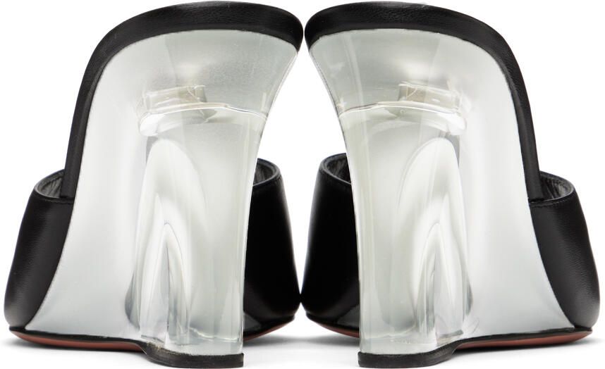 Amina Muaddi Black Lupita Glass Wedge 95 Heeled Sandals