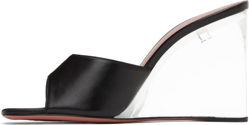 Amina Muaddi Black Lupita Glass Wedge 95 Heeled Sandals - Picture 3