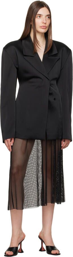 Amina Muaddi Black Lupita Slipper Heeled Sandals - Picture 4