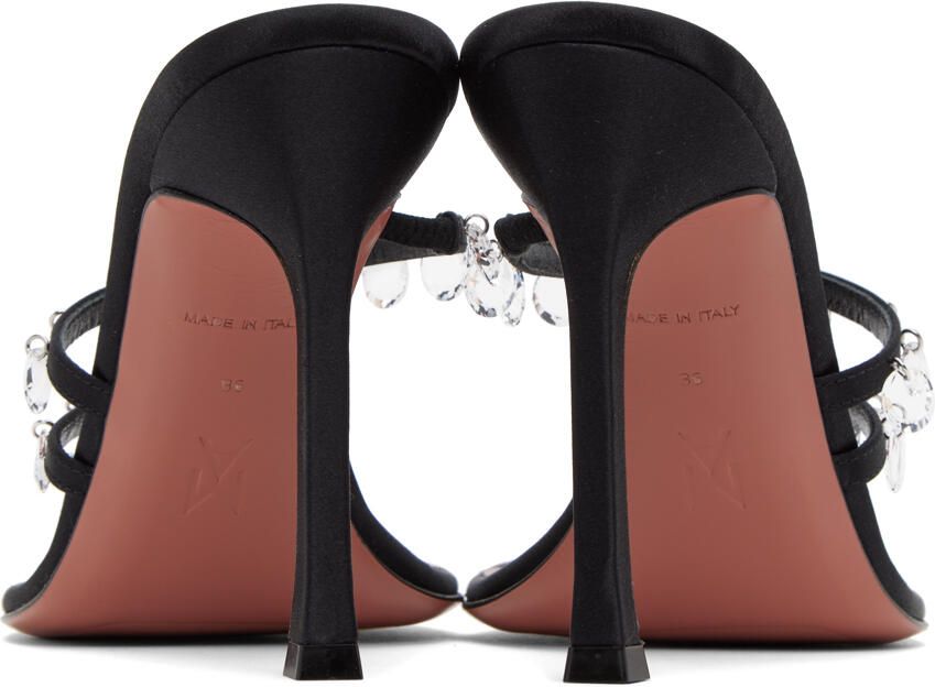 Amina Muaddi Black Tina Slipper Heeled Sandals