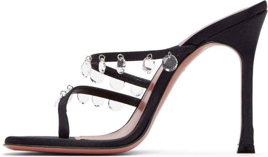 Amina Muaddi Black Tina Slipper Heeled Sandals - Picture 3