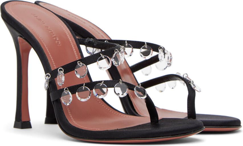 Amina Muaddi Black Tina Slipper Heeled Sandals - Picture 2