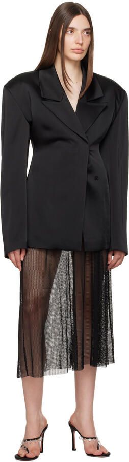 Amina Muaddi Black Tina Slipper Heeled Sandals - Picture 4