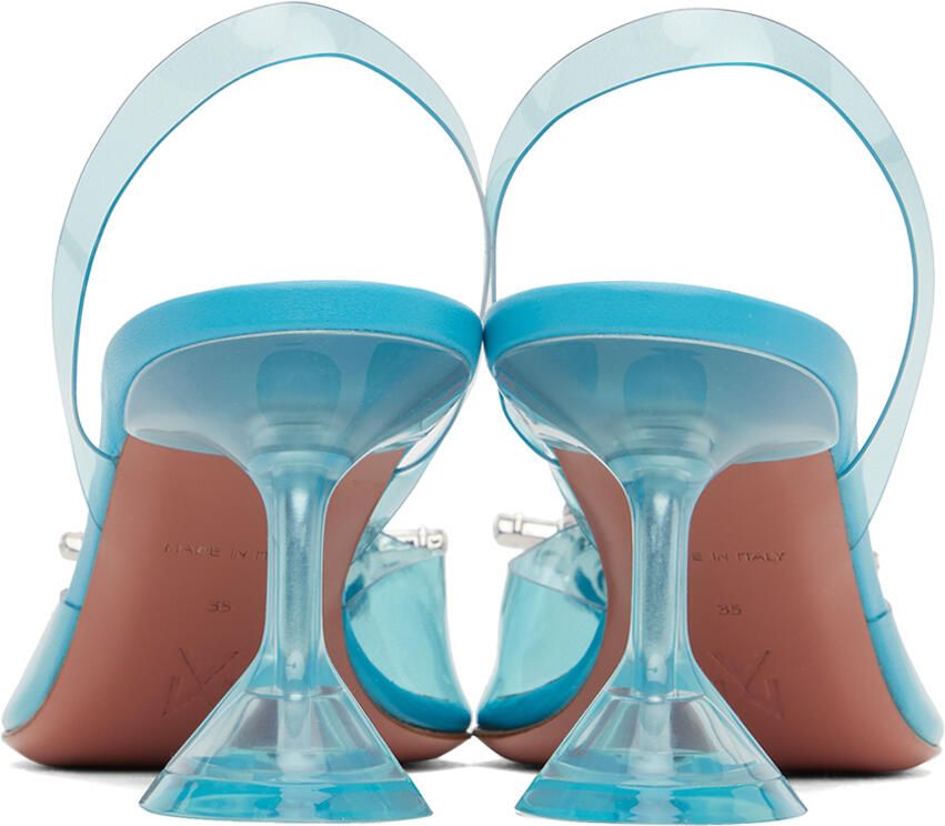 Amina Muaddi Blue Begum Glass Sling 70 Heels