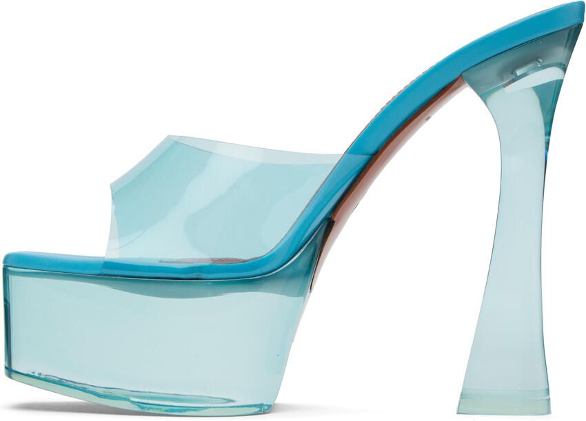 Amina Muaddi Blue Dalida Glass Plateau Heeled Sandals - Picture 3